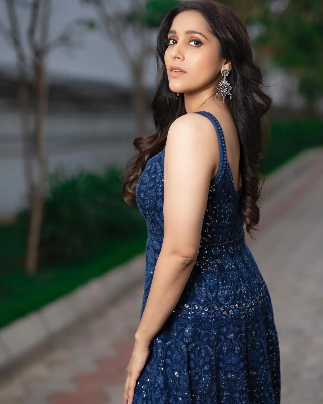 Rashmi Gautam In Sleeveless Blue Gown